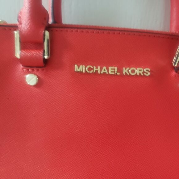 Michael Kors Sutton Mandarin Orange Small Leather Handbag Purse Bag - Picture 2 of 12